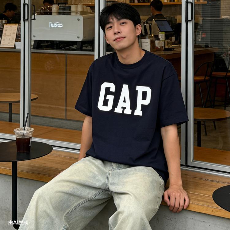 盖璞 Gap男女装2026春季款logo字母印花宽松短袖T恤休闲上衣866064