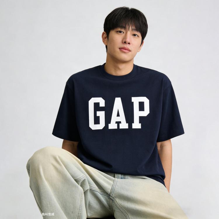 盖璞 Gap男女装2026春季款logo字母印花宽松短袖T恤休闲上衣866064