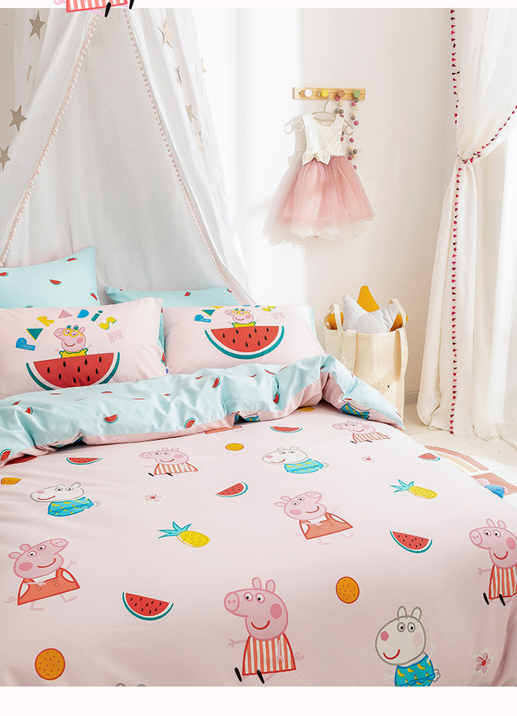 小猪佩奇卡通被套床单全棉儿童床品床上用品纯棉三/四件套
