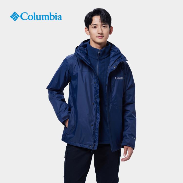 Columbia 哥伦比亚男子抓绒内胆三合一防水冲锋衣外套 In Blue