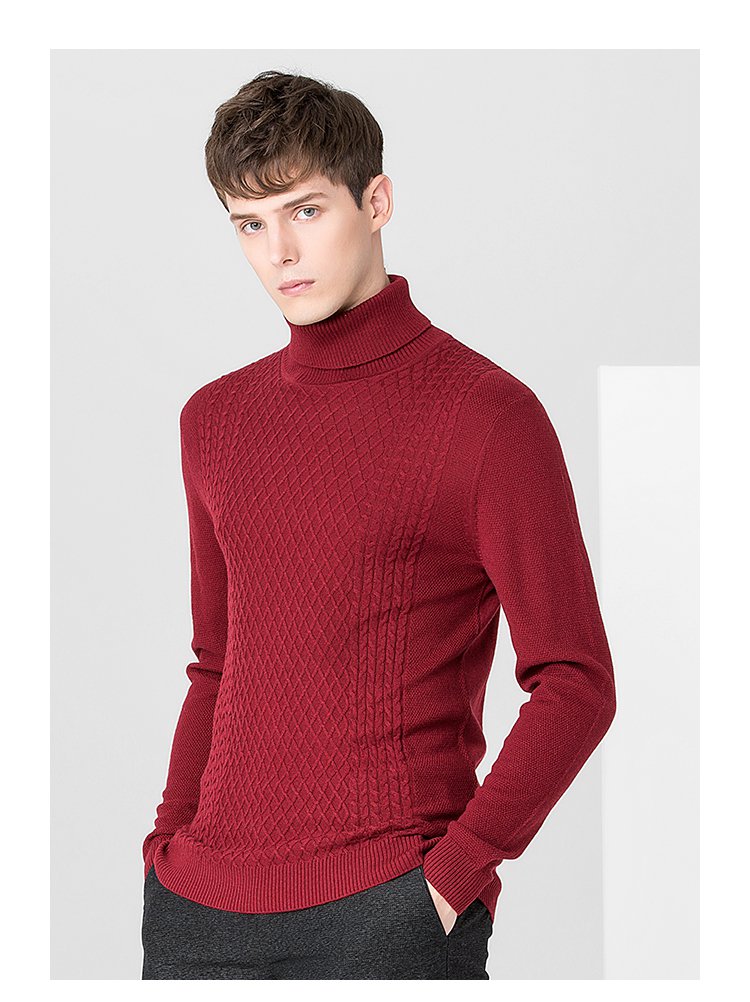 特卖旗舰店与狼共舞男士羊毛衫新品高领纯色毛衫371502749-418_唯品会