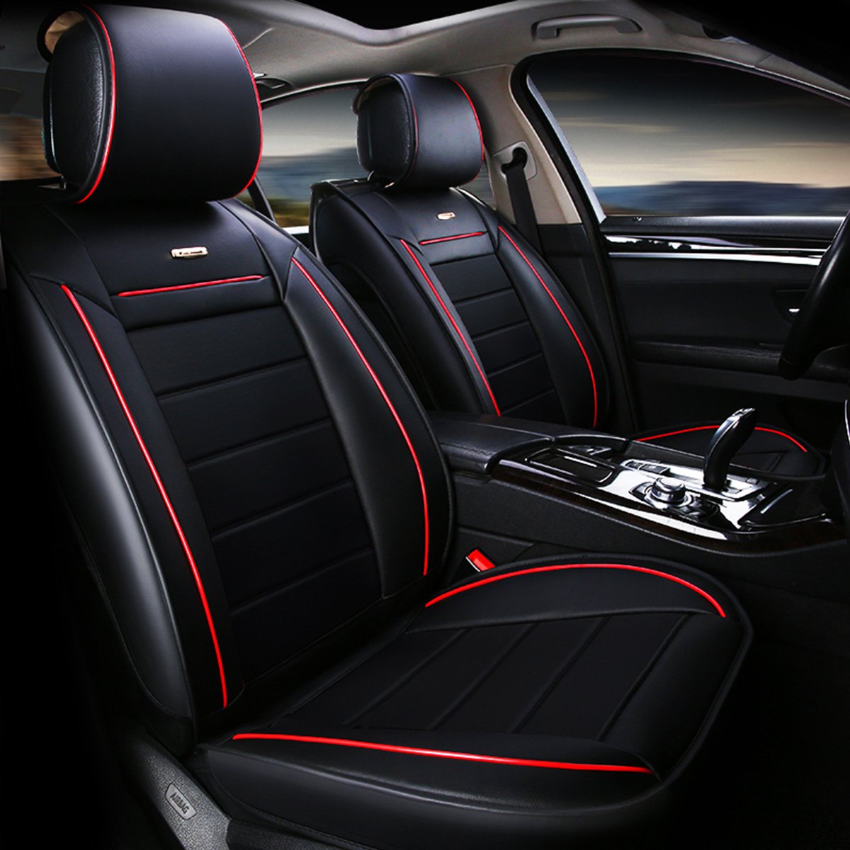 汽车座套四季通用拼色全皮革款车内饰汽车坐垫套ls-030044黑色_唯品会