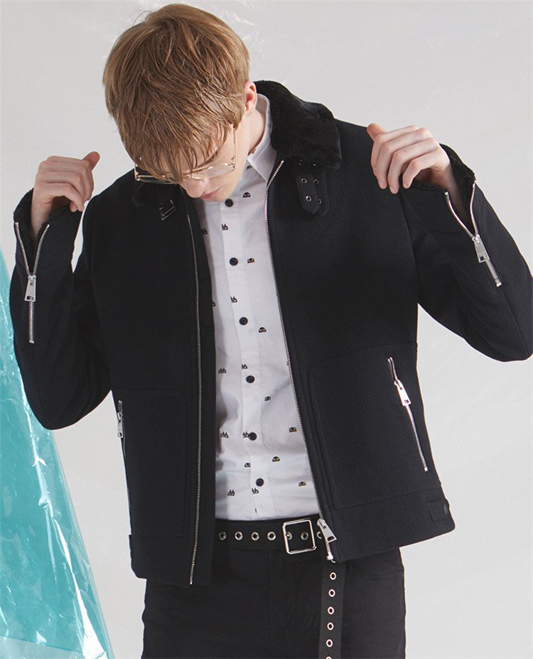 马克华菲男装时尚毛领潮流休闲男士夹克