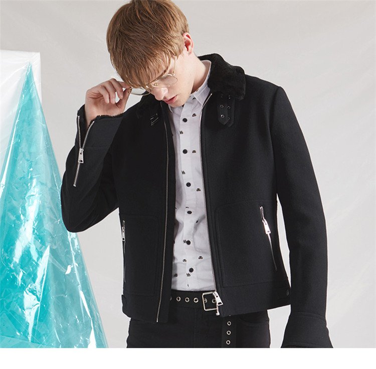 马克华菲男装时尚毛领潮流休闲男士夹克