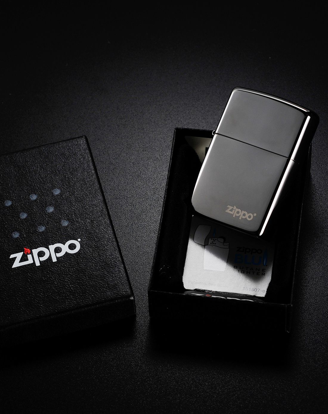 zippo 镜面光板商标-黑冰常规机