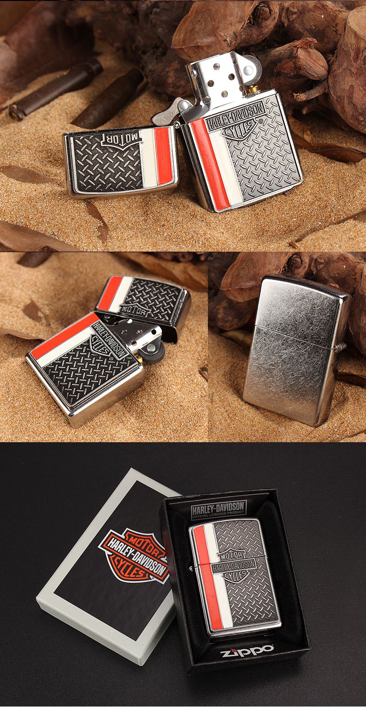zippo打火机专场zippo 哈雷公路风-花砂贴章常规机28732_唯品会
