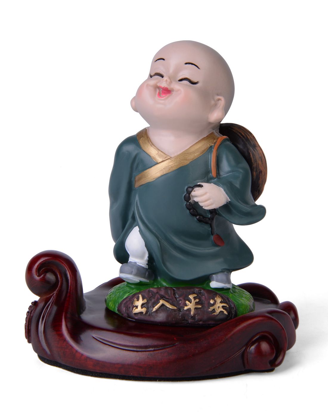 出入平安励志小和尚树脂车载摆件