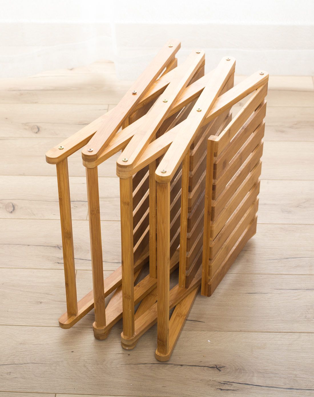 楠竹三层多功能置物架可折叠书架免安装