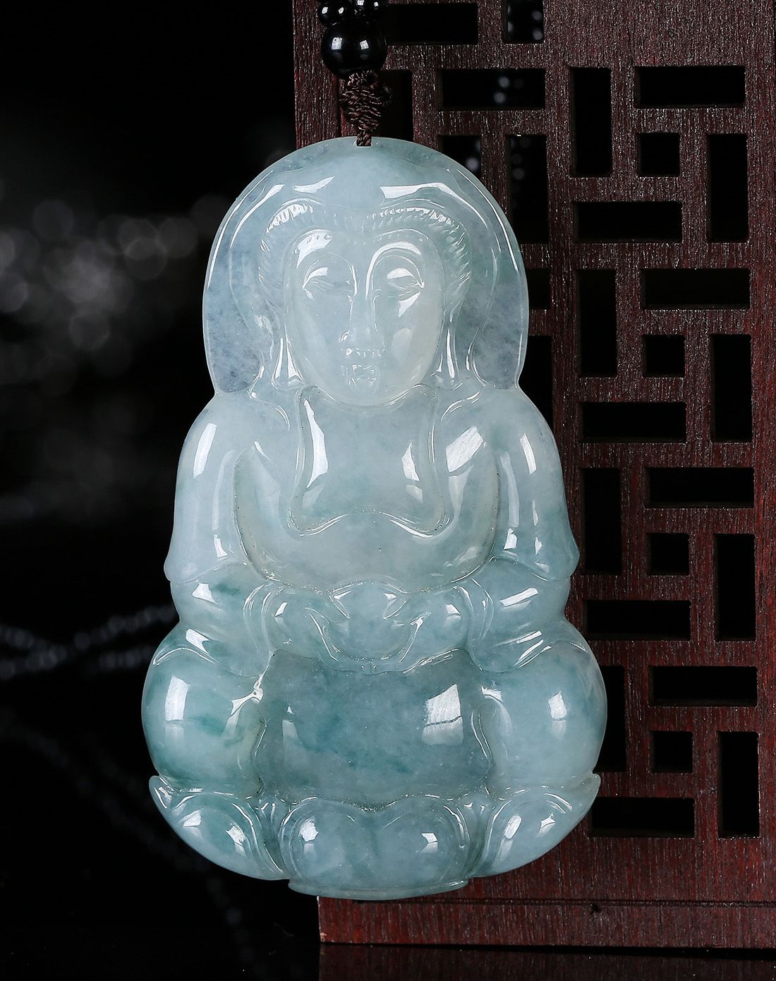 uve 天然a货冰种飘花厚装大号正装观音