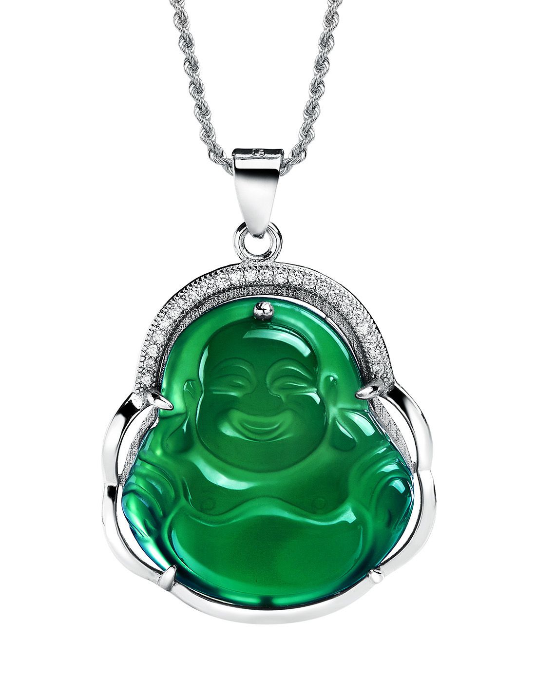 uve s925银镶绿玉髓佛公吊坠