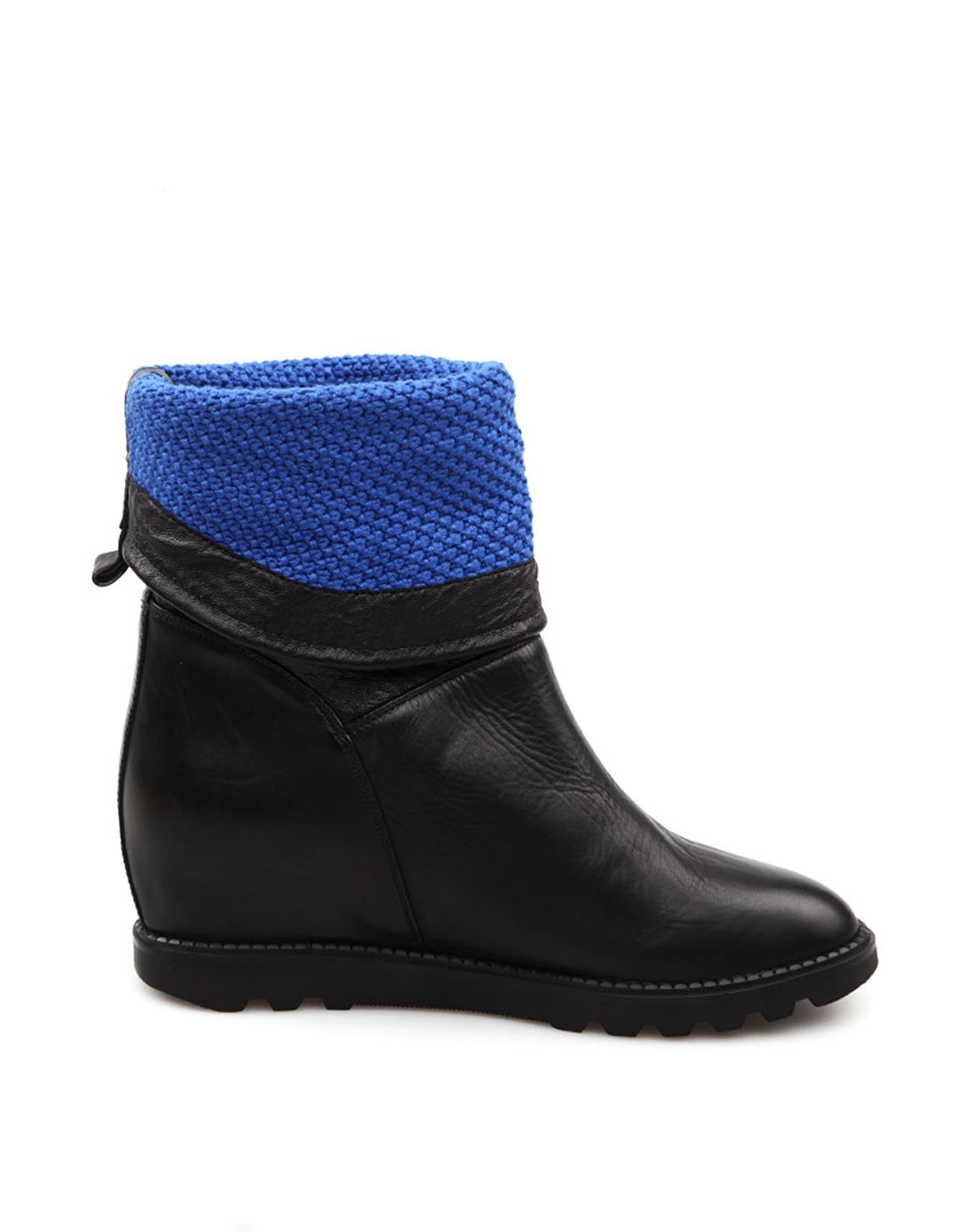 女士鞋包专场黑色可反折鞋帮牛皮内增高中帮靴ftve072611-1011_唯品会