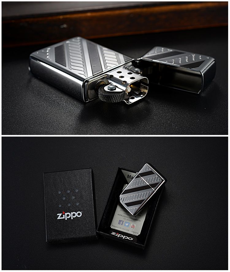zippo 斜纹纤巧-镜面盔甲窄机