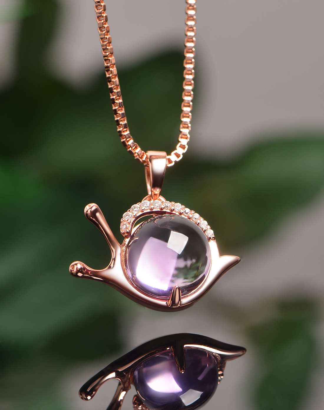 orgnitu s925银镶紫水晶时尚蜗牛项链