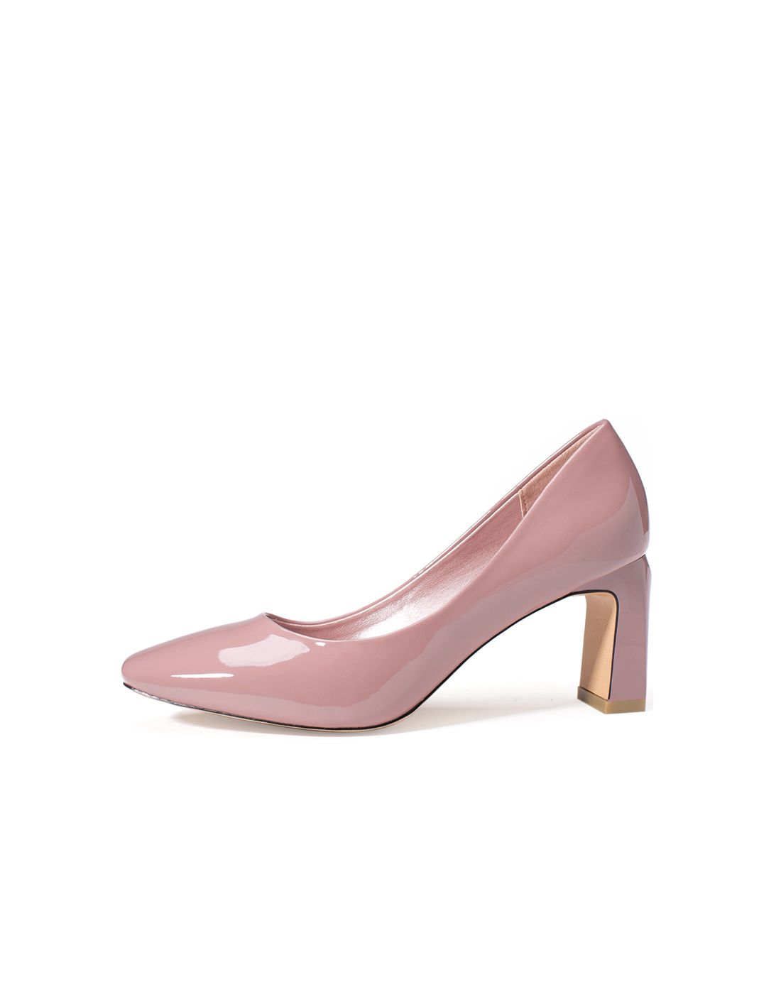 2016年新品女款豆沙色简约粗跟方头浅口单鞋