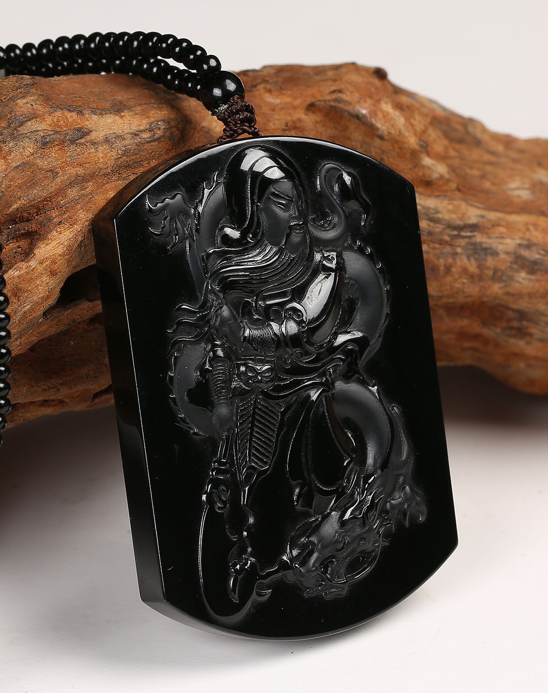 uve 天然和田墨玉武财神关公挂件