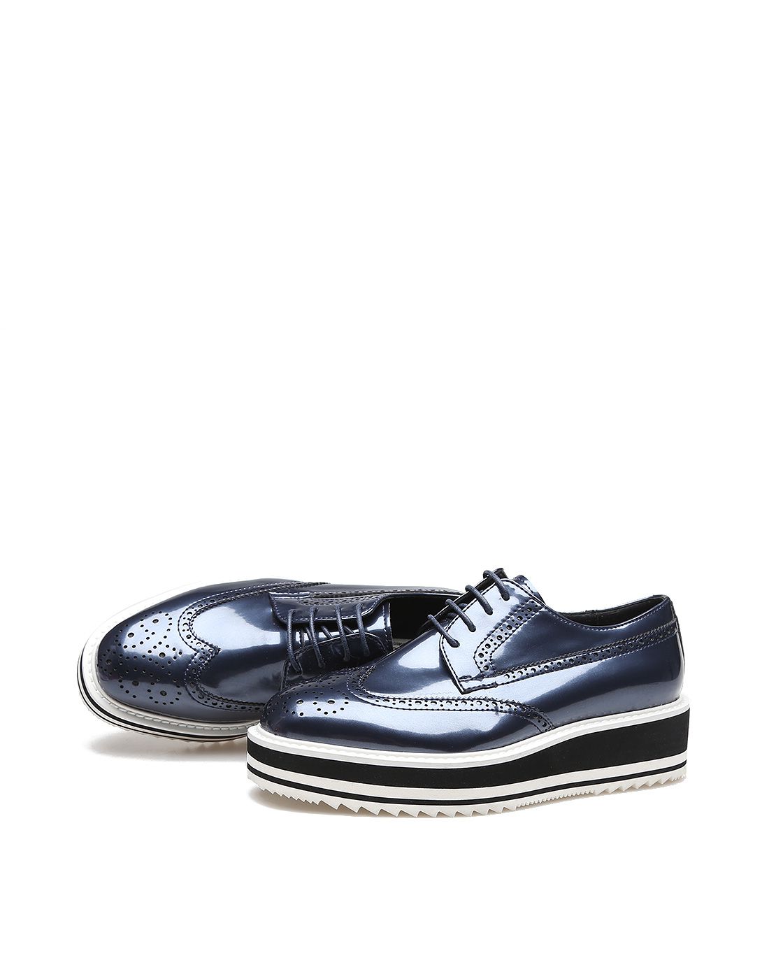 女士鞋包专场蓝色个性冲孔系带超纤休闲牛津鞋ftve30ll2166027_唯品会