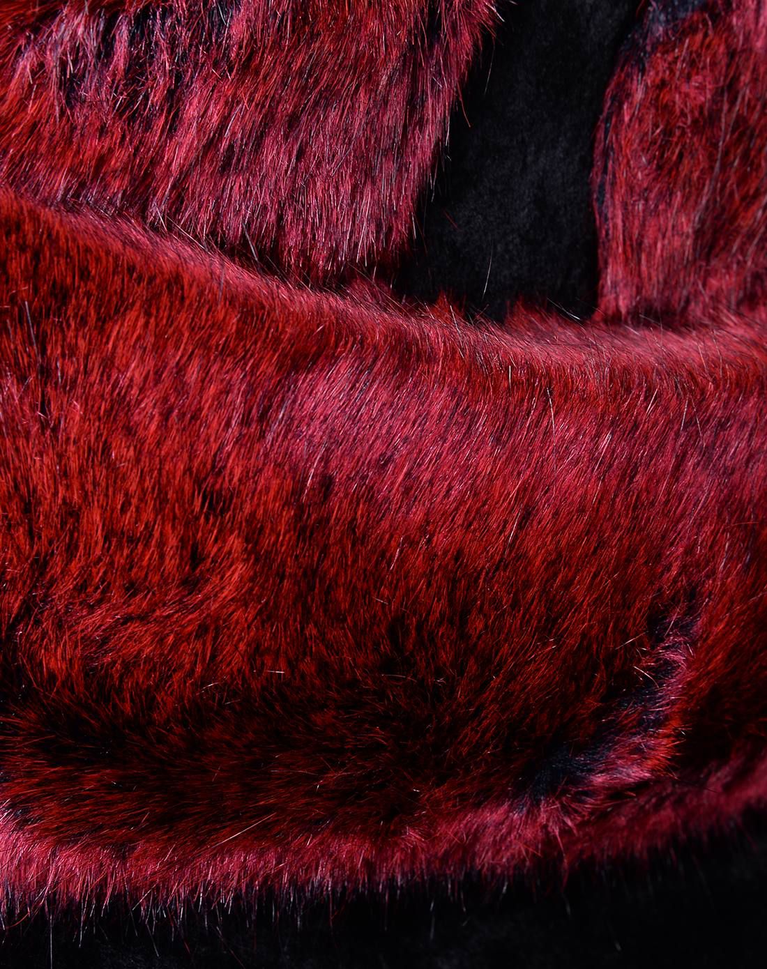 风娇日暖冬天毛绒坐垫(黑红色)