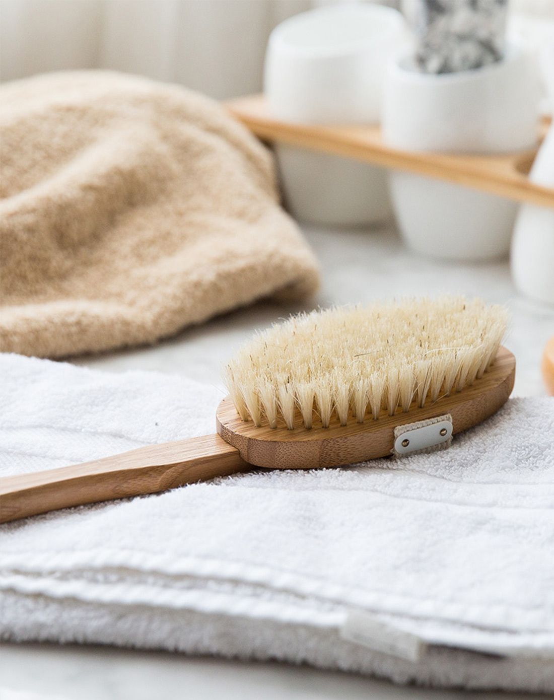 日本进口木质长柄洗澡刷搓澡两用浴刷