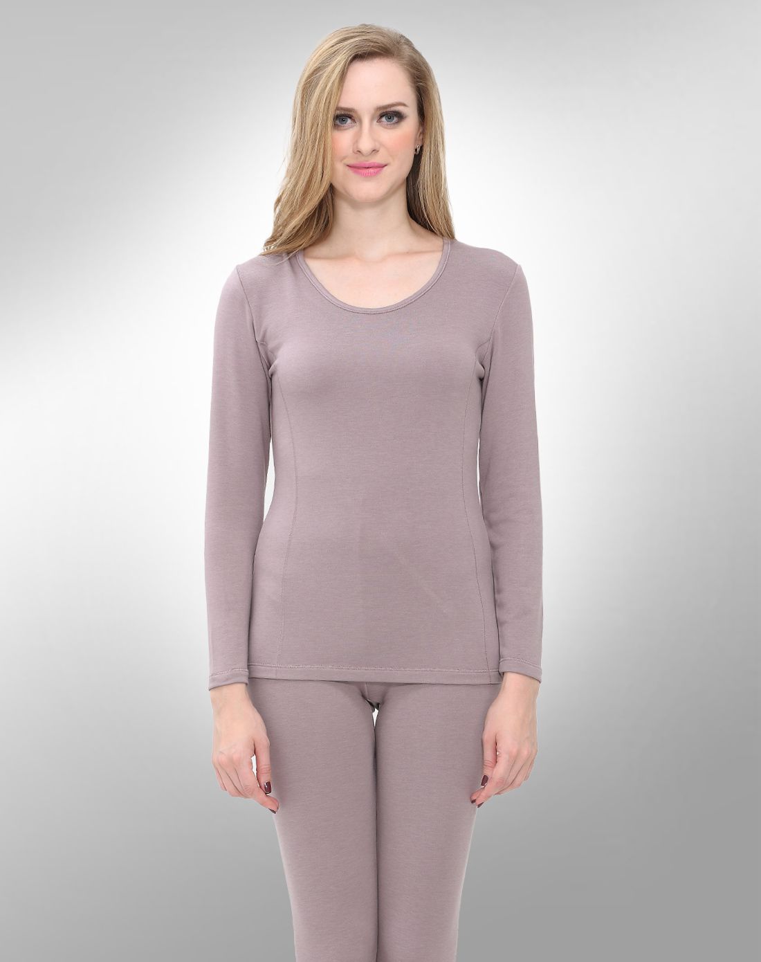 女装圆领美雅碧舒柔内衣套装浅咖啡