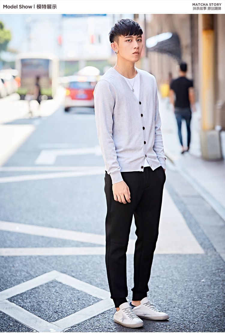 抹茶故事matchastory男时尚纯色浅灰色开襟衫外套m156i20833_唯品会