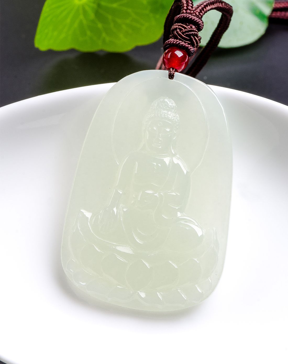 紫气东来 天然和田白玉大日如来佛挂件