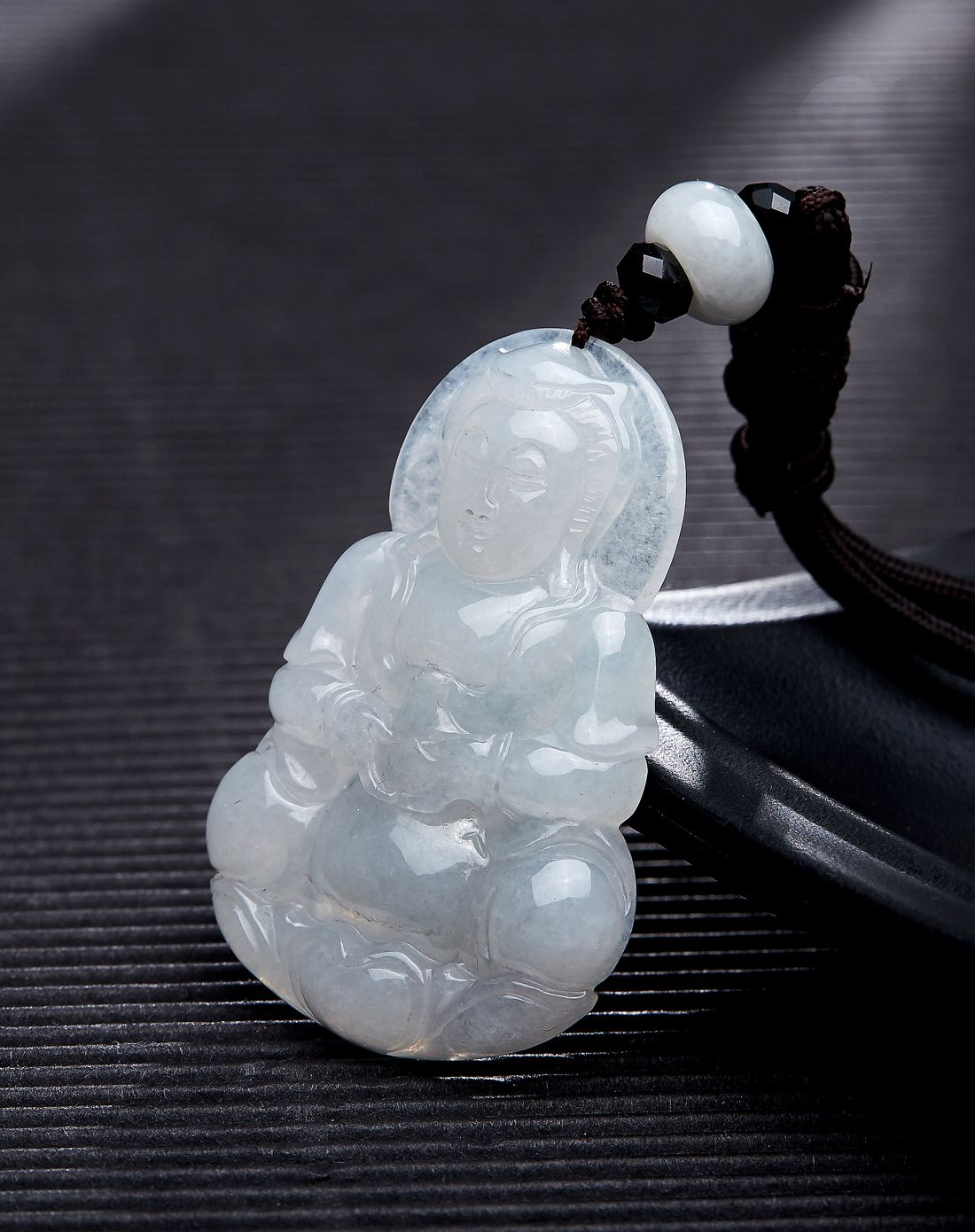 uve 天然a货翡翠冰糯种正装观音挂件