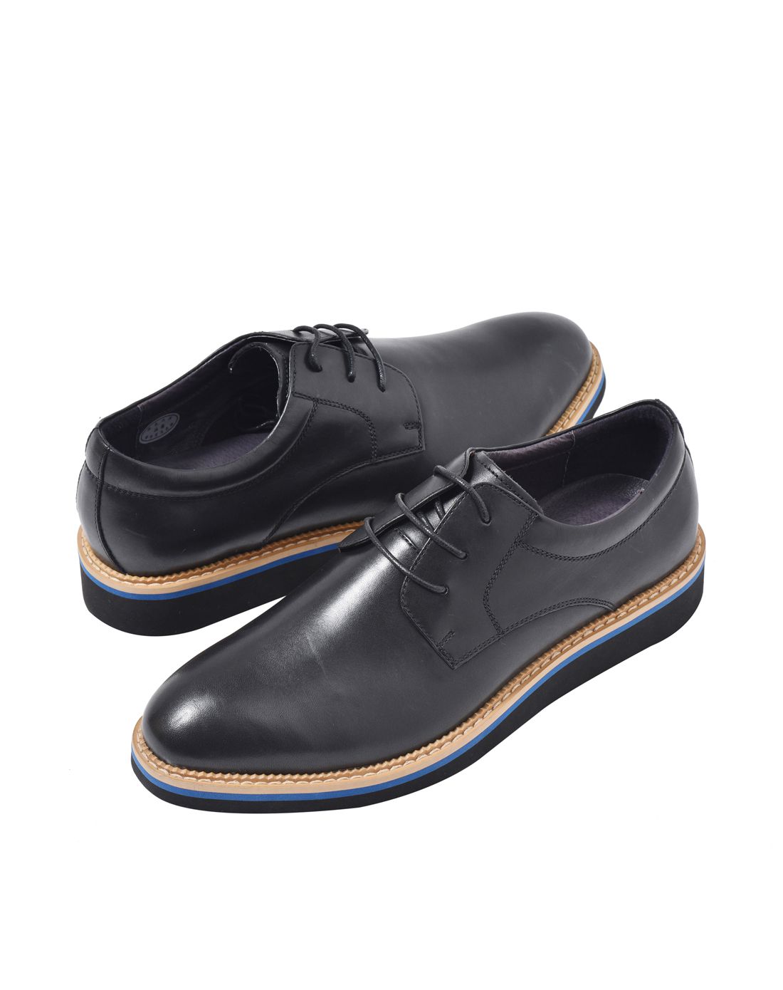 利郎l2 黑色系带牛皮商务皮鞋