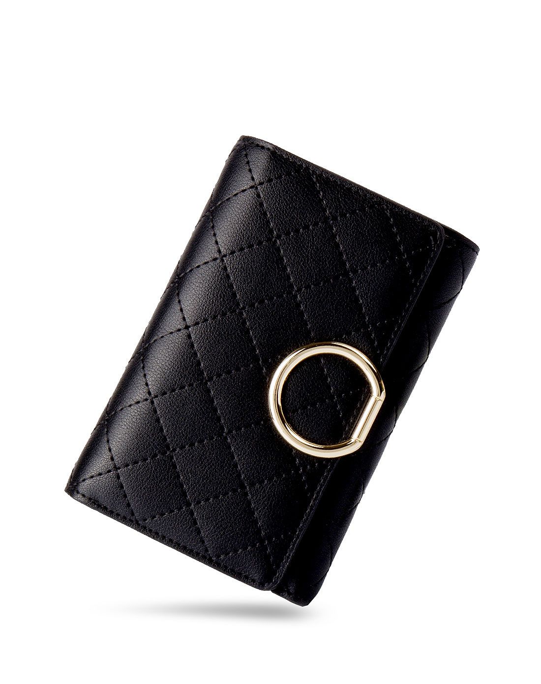 女士简约灰色牛皮短款钱包