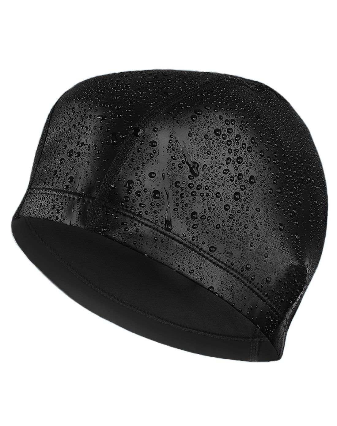 防水护耳 男女长发黑色pu涂层泳帽