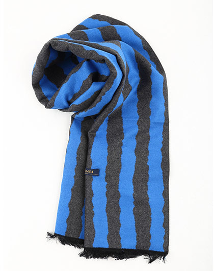 湖蓝色经典条纹围巾