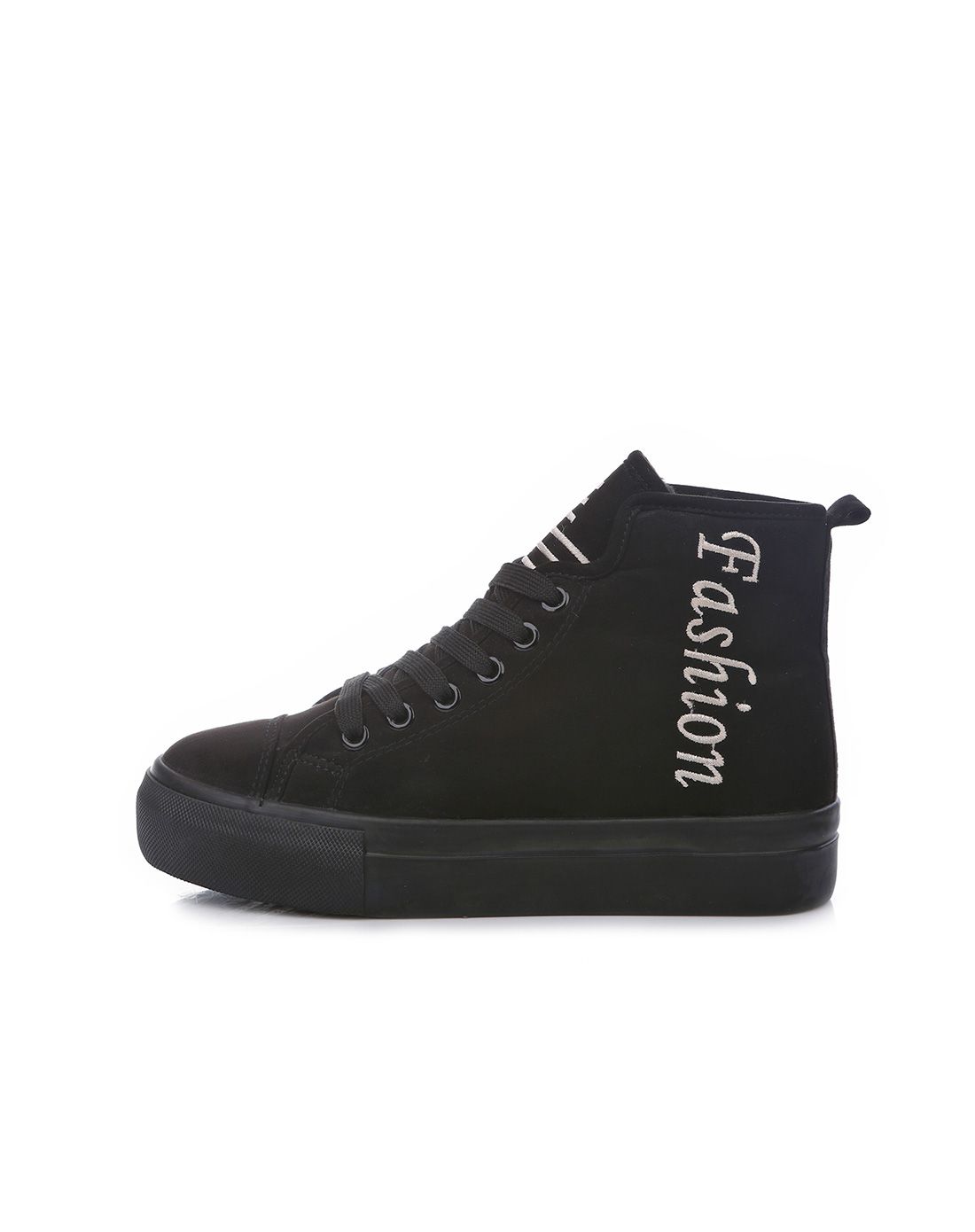 休闲松糕 女款黑色棉鞋 高帮加绒