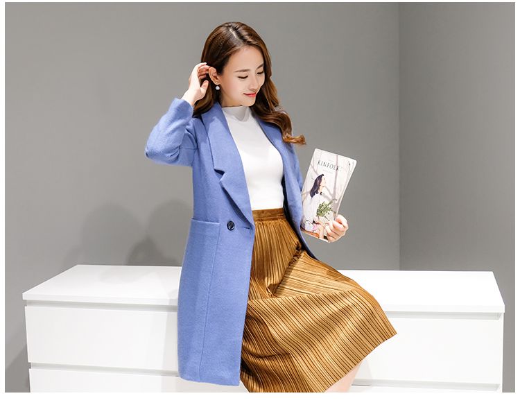 古兰色时尚气质毛呢大衣