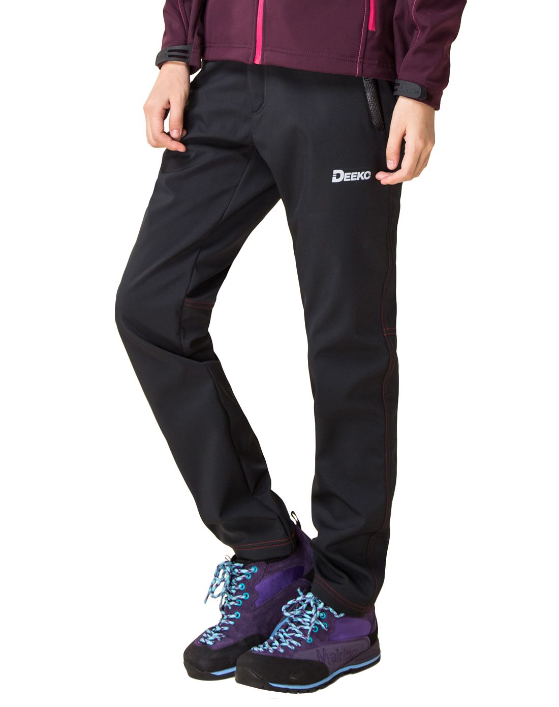 抗寒耐磨抗静电 女款黑色登山裤软壳裤子