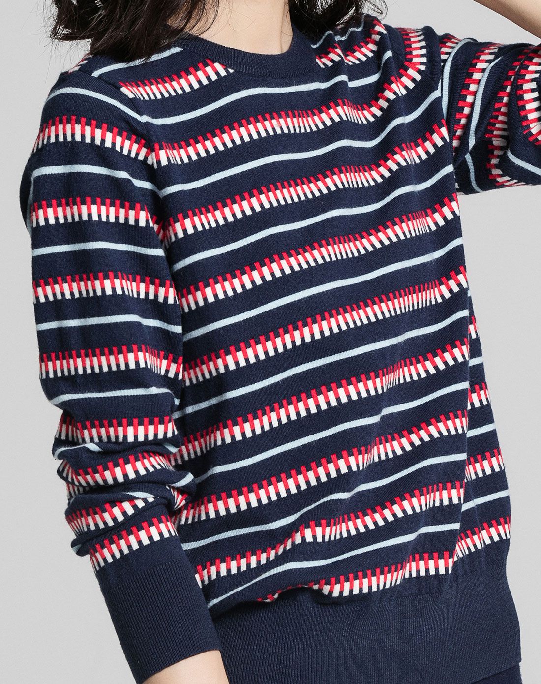 沙发sofa撞色毛织时尚百搭长袖圆领上衣b3wg007803_唯品会