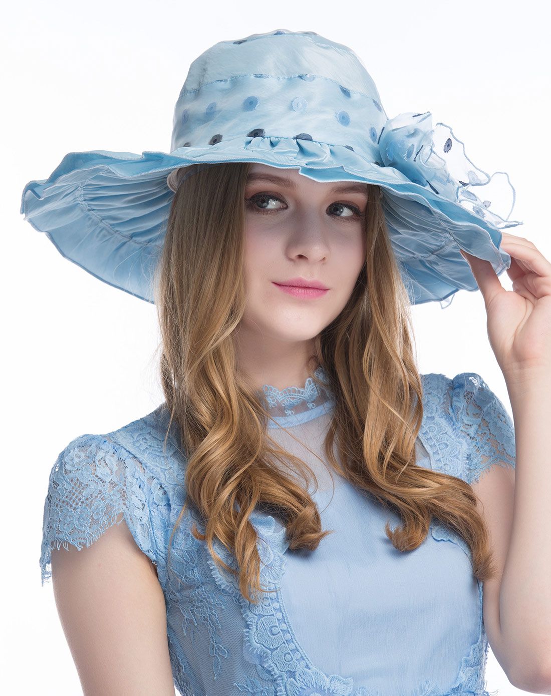 hondar 真丝数码印花宽檐透气防晒遮阳帽