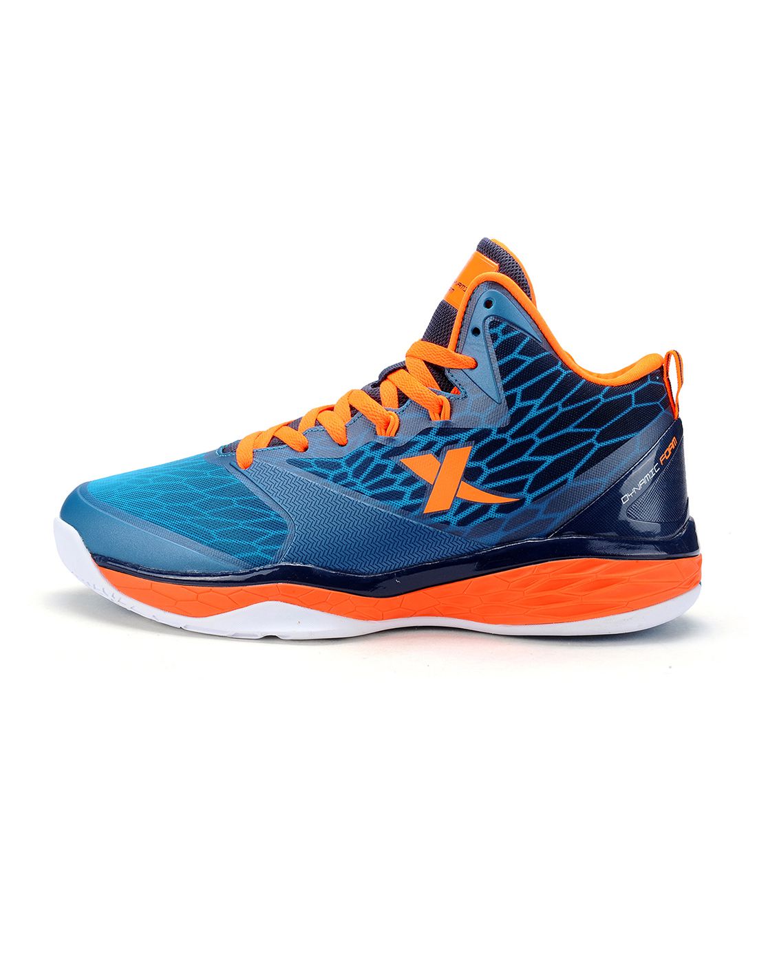 特步xtep冬季户外鞋服专场门店同步款 男款兰桔色篮球鞋 减震防滑