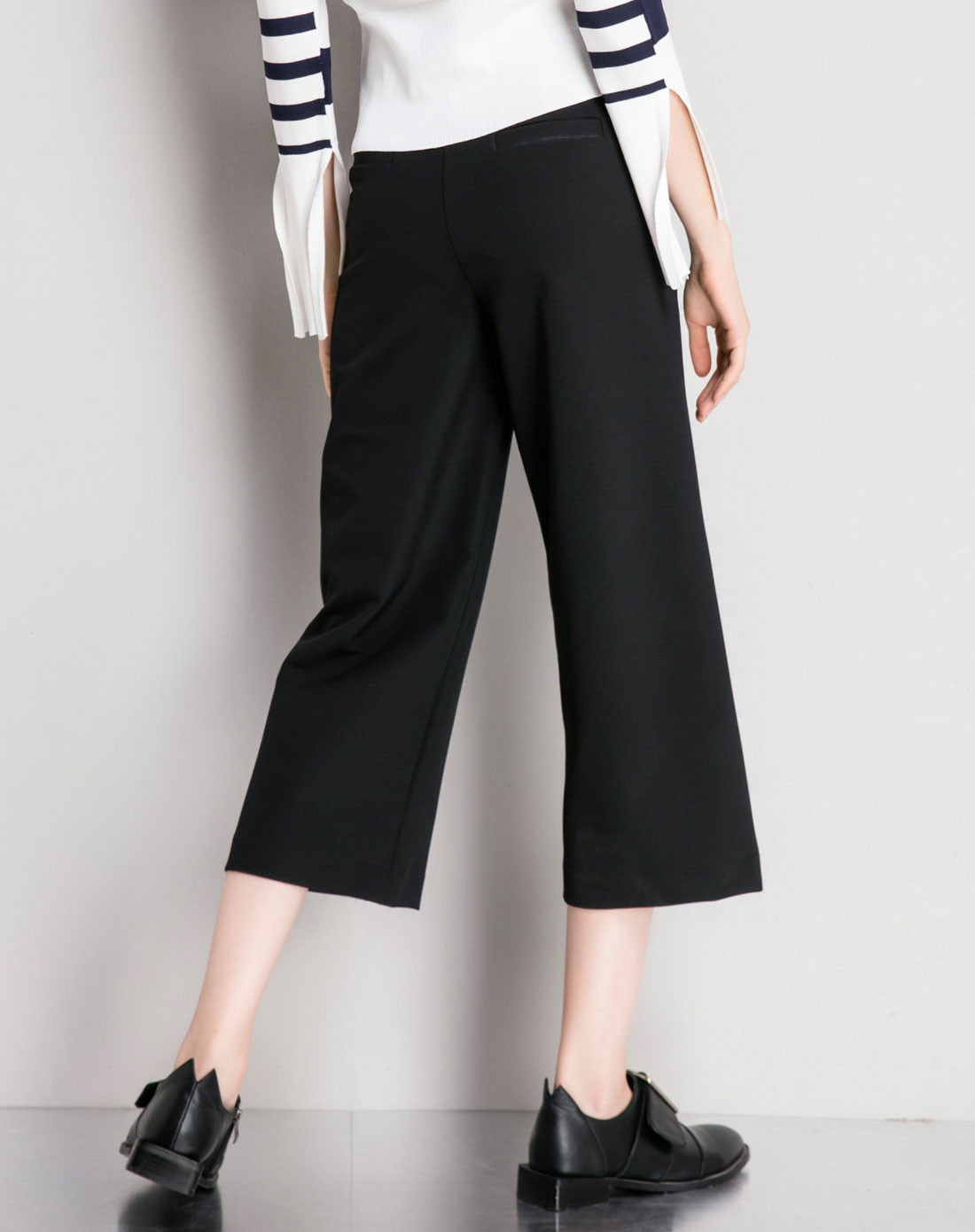 黑色时尚气质九分阔腿裤