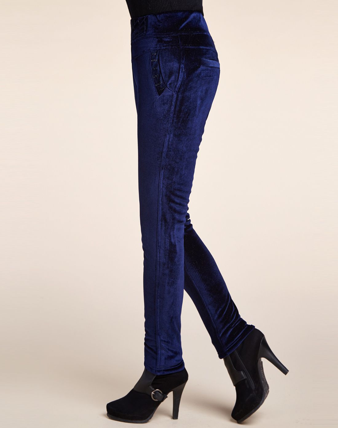 女款藏青色素板加厚休闲裤子