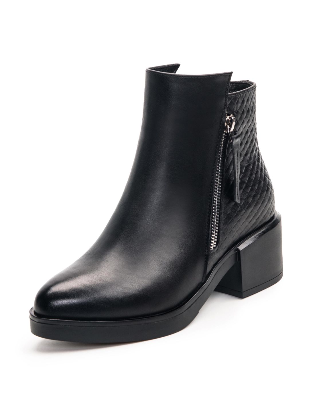 灰色牛皮大方舒适女士短靴