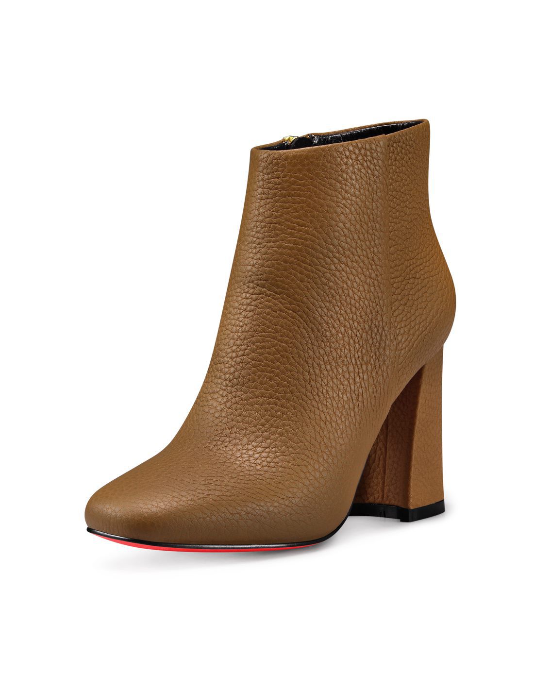 2016冬季马鞍棕色摔纹牛皮时尚方头短靴