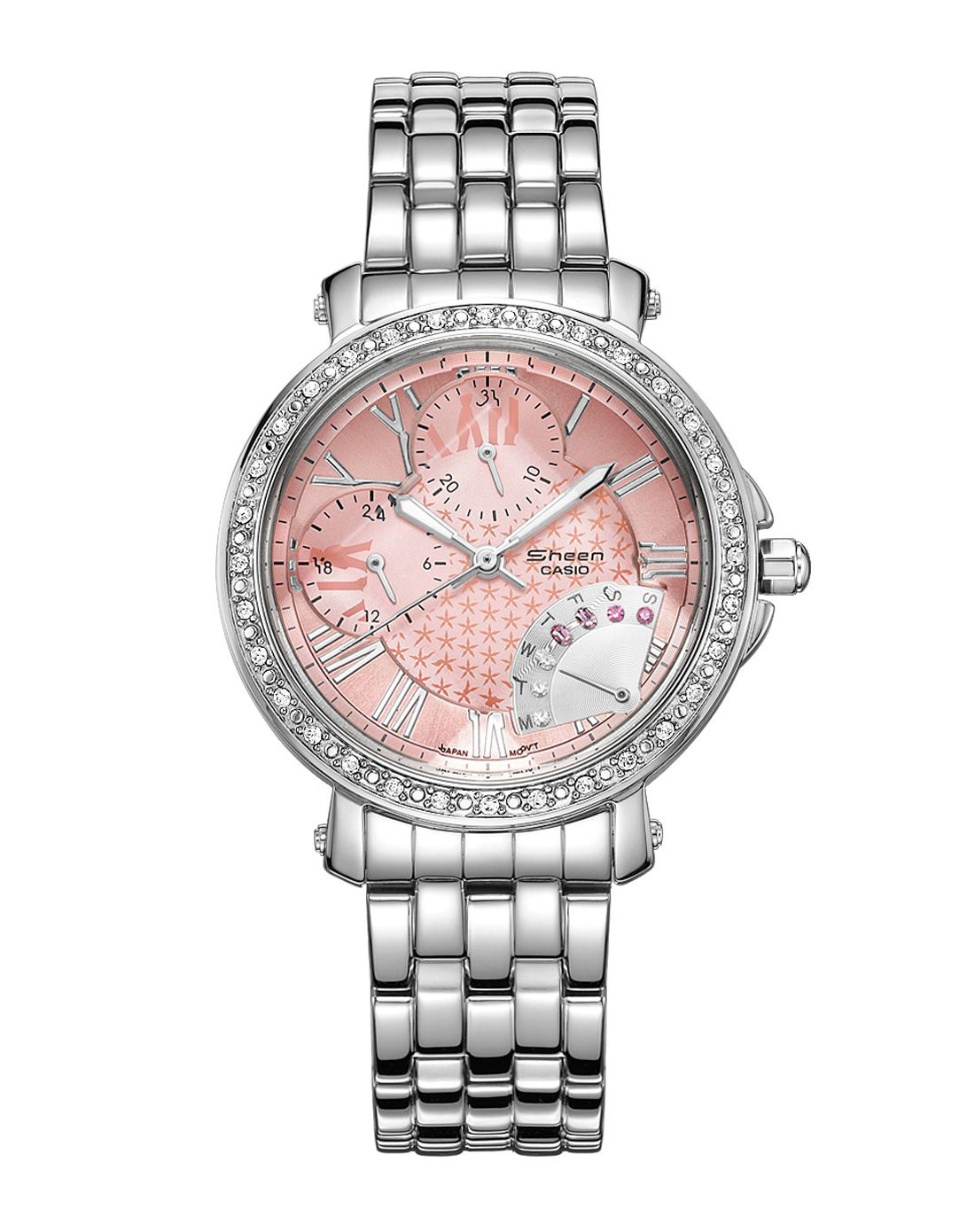 卡西欧sheen系列时尚镶钻防水石英女表