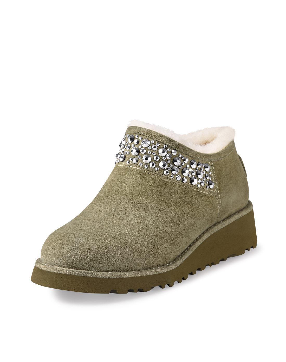 2016冬季黑色羊猄/羊毛水钻平底休闲鞋