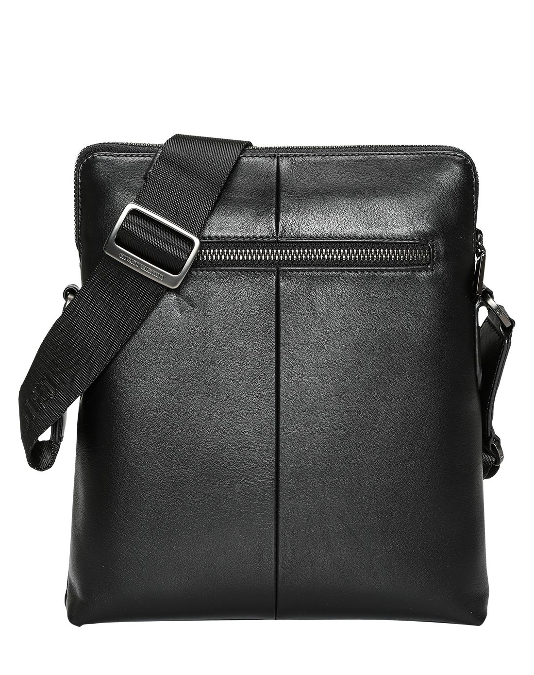 男款黑色牛皮时尚休闲斜挎包