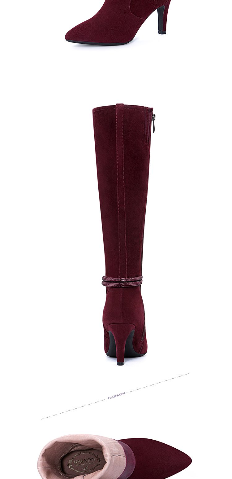 女款羊反绒面革高筒靴