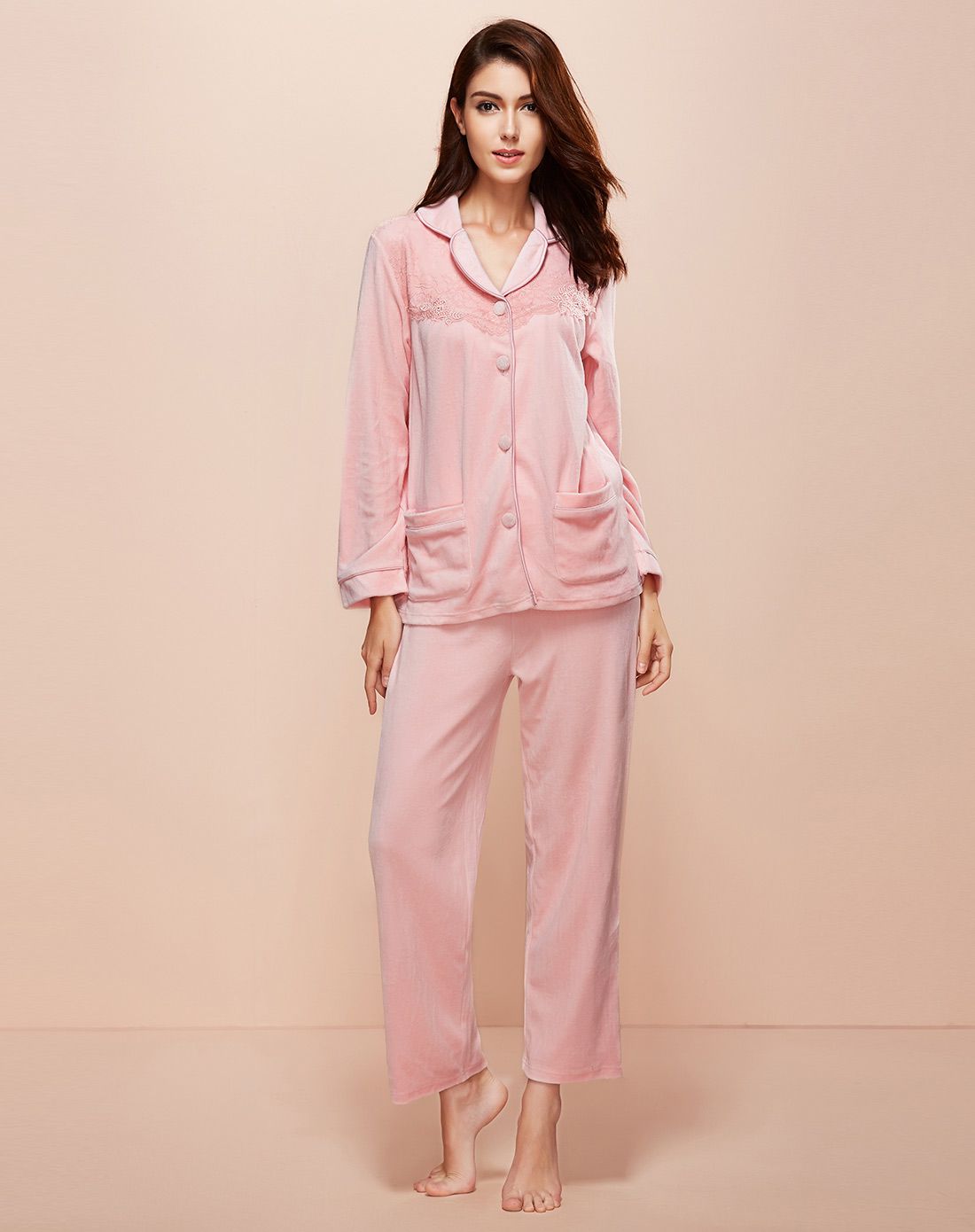 欧迪芬天鹅绒上下套装家居服睡衣