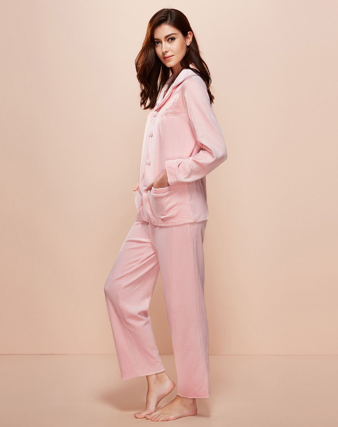 欧迪芬天鹅绒上下套装家居服睡衣