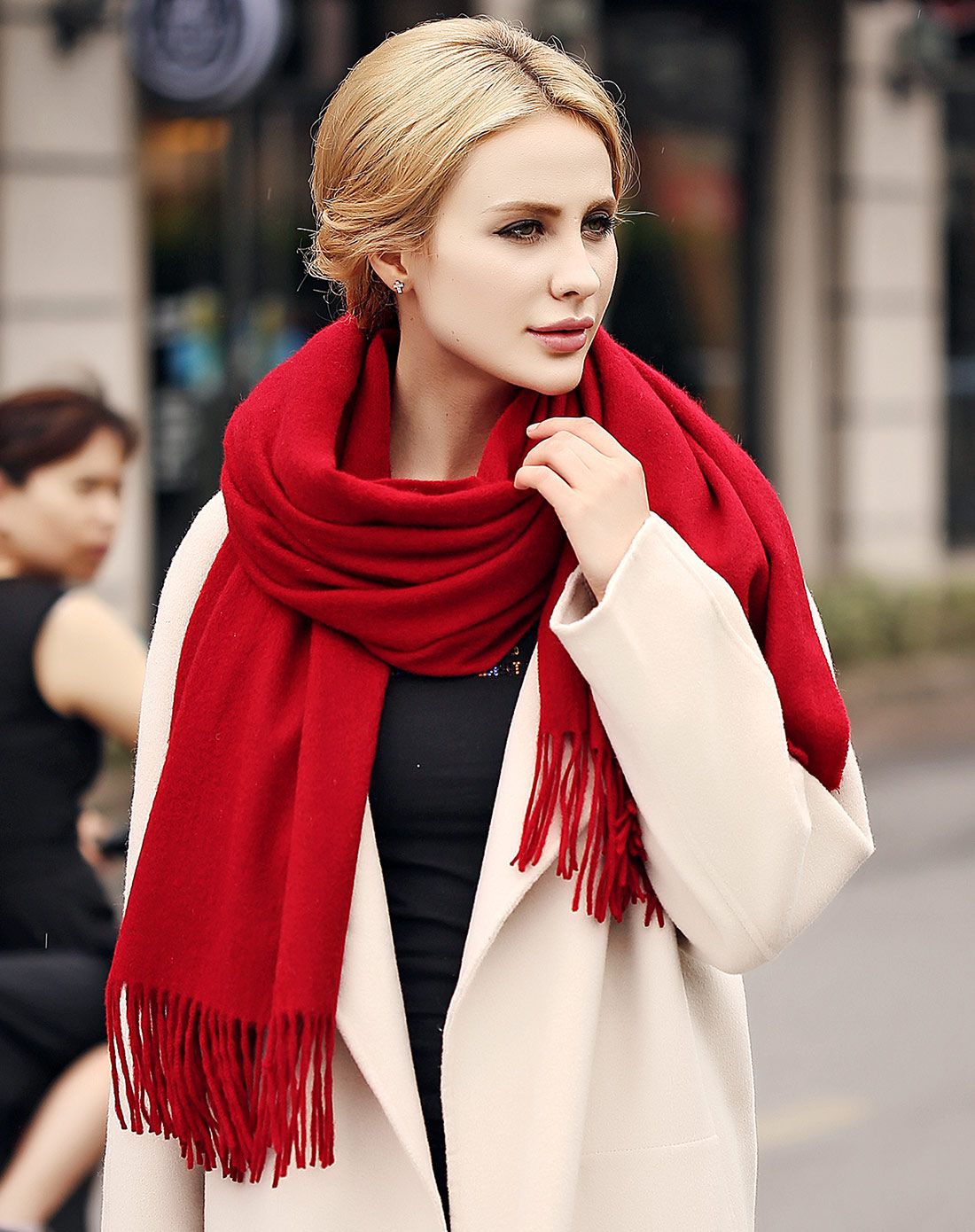 织布人 (礼袋包装)羊毛定织柔软中性围巾大披肩