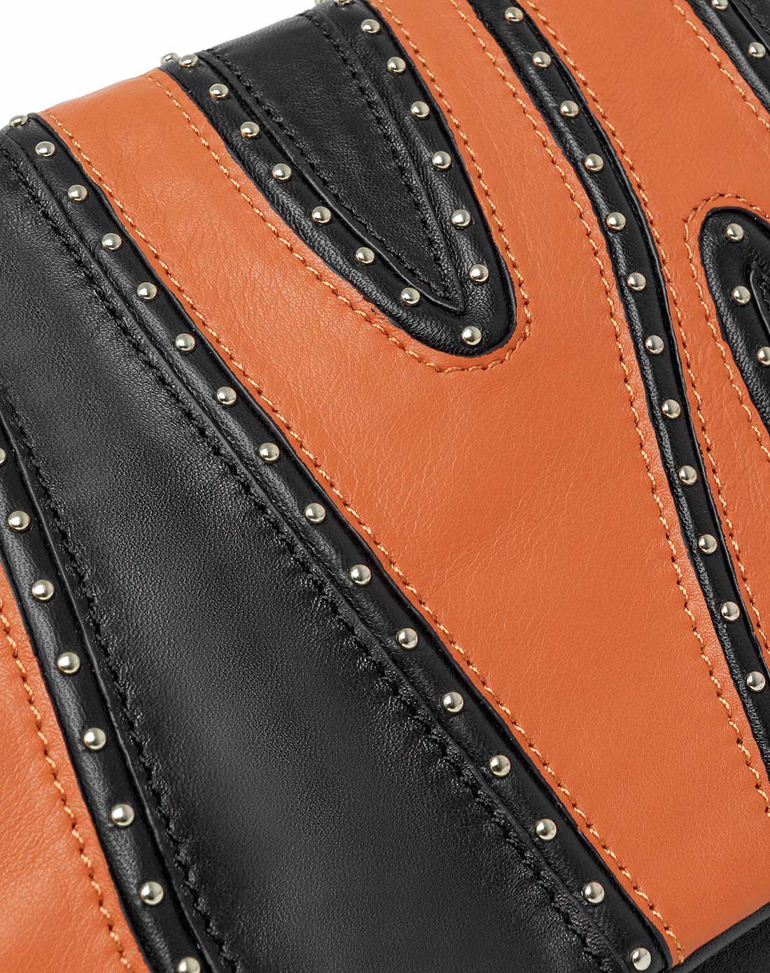 焕新潮搭-凯撒kaiser男女包混合专场 女款黑橙撞色羊皮时尚休闲斜挎包