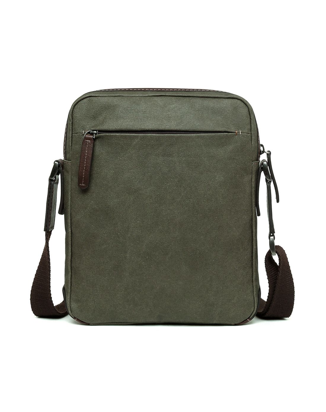 男士休闲轻便防水布配皮竖身斜挎包