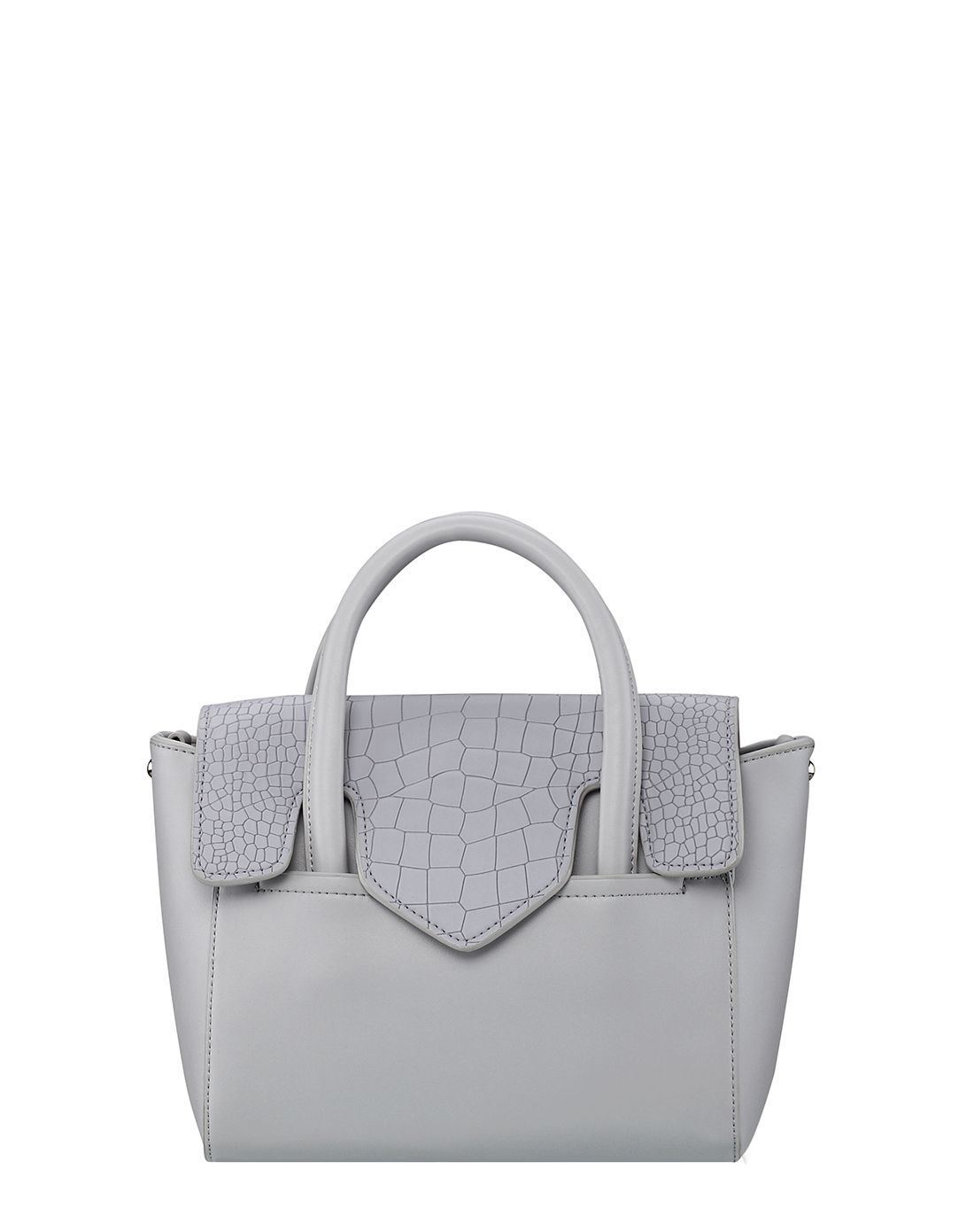 灰色蛇纹拼接气质手提包